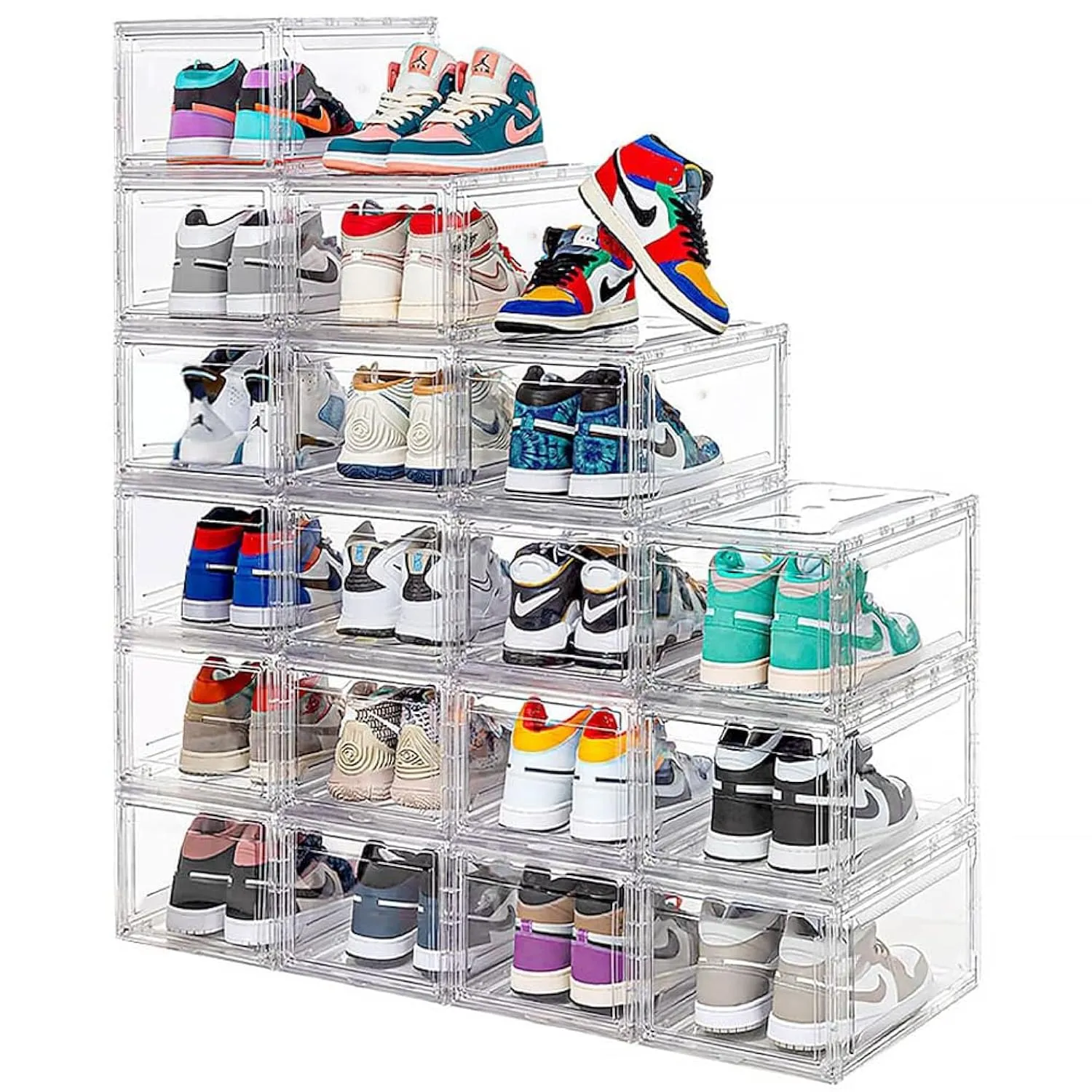 12 Pack Acrylic Clear Shoe Boxes– Ultra Clear Plastic Stackable Sneaker Storage