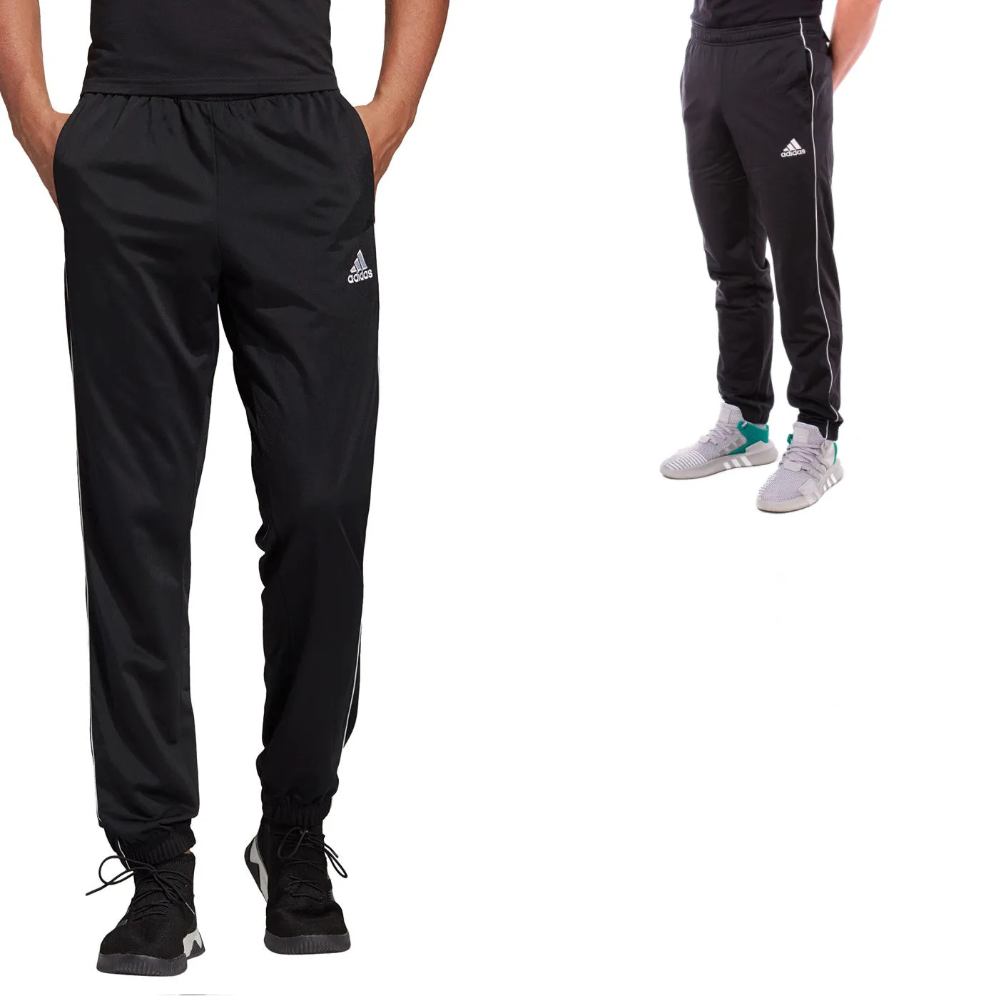 2 x Adidas Mens Core 18 Tracksuit Bottoms - Trackies Track Pants Black