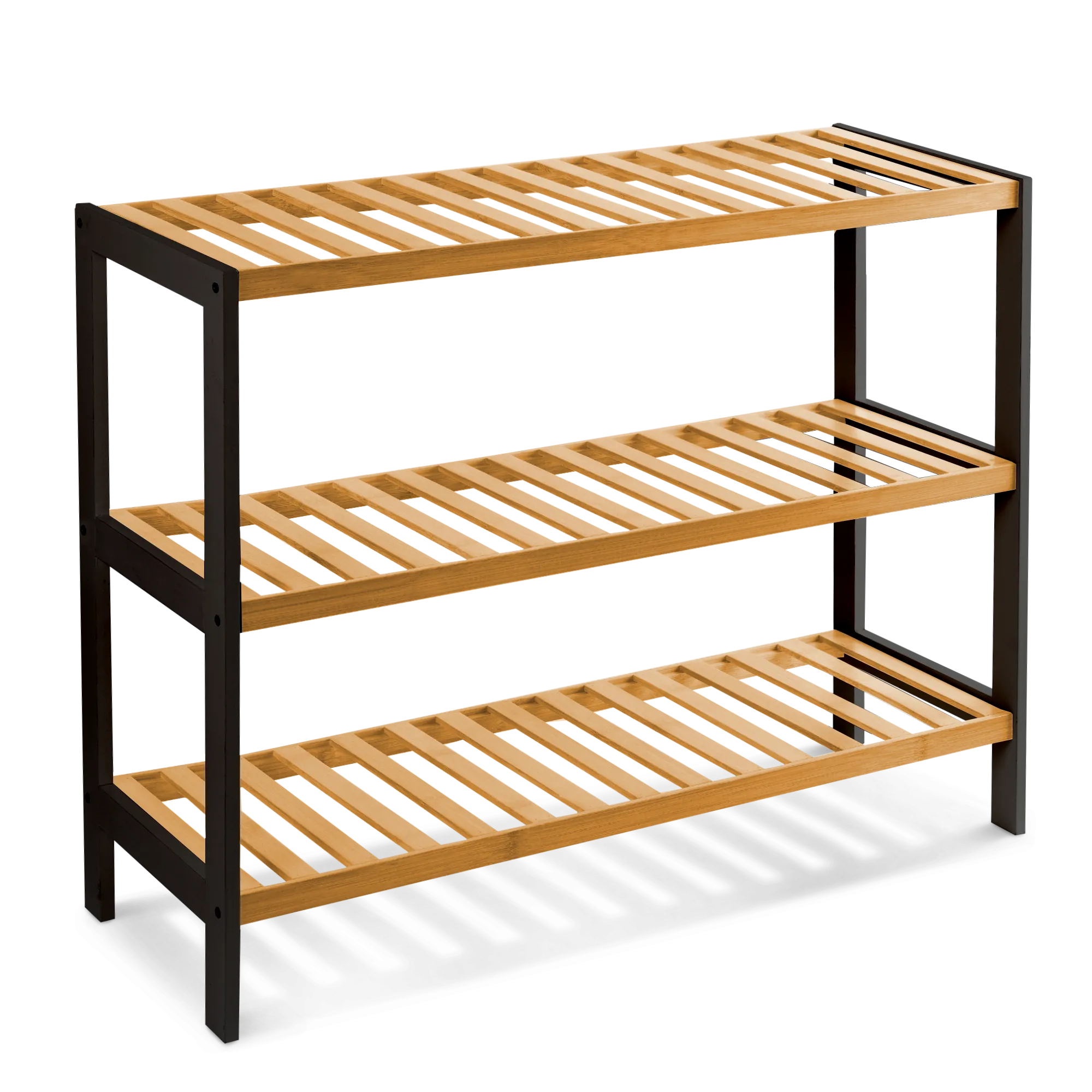 3-Tier Bamboo Shoe Rack - Wooden Shoe Organiser with Large Storage Capacity