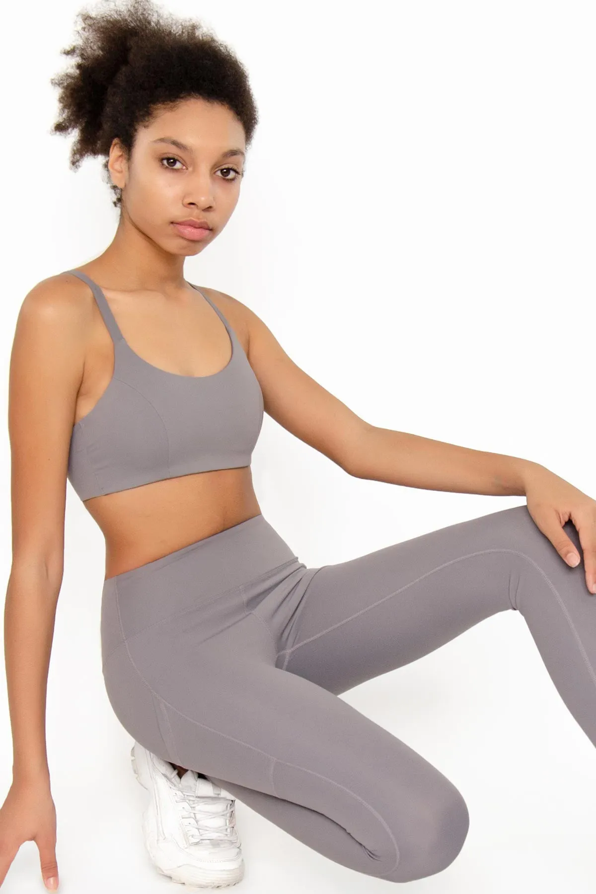 4 for $54 - Silver Grey Kelly Strappy Padded Sports Bra - Women