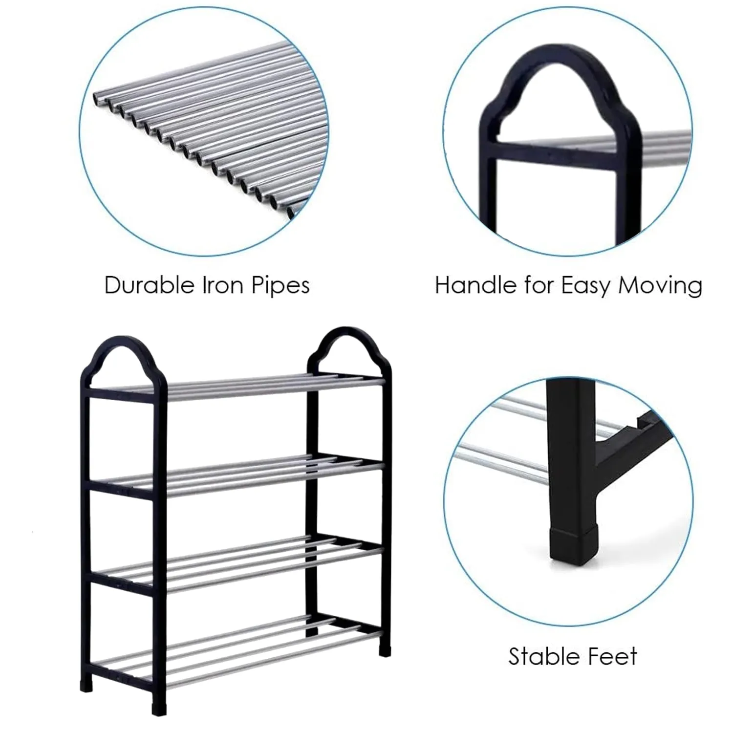 4 Layer Space‑saving Shoes Show Rack Folding Shoe Rack (1 Pc)