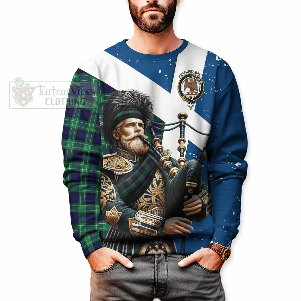 Abercrombie Tartan Sweatshirt with Family Crest Scottish Bagpiper Vibes