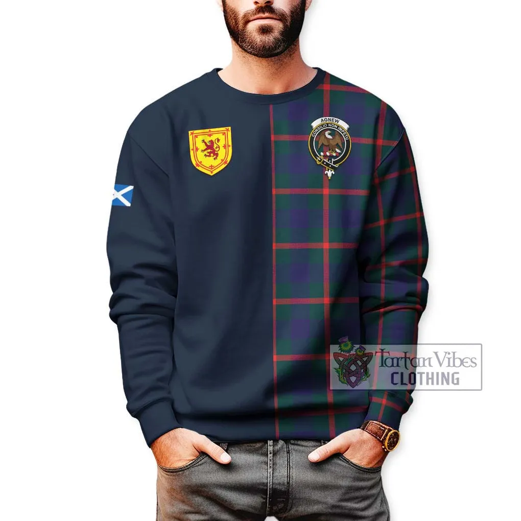 Agnew Tartan Sweatshirt Alba with Scottish Lion Royal Arm Half Style