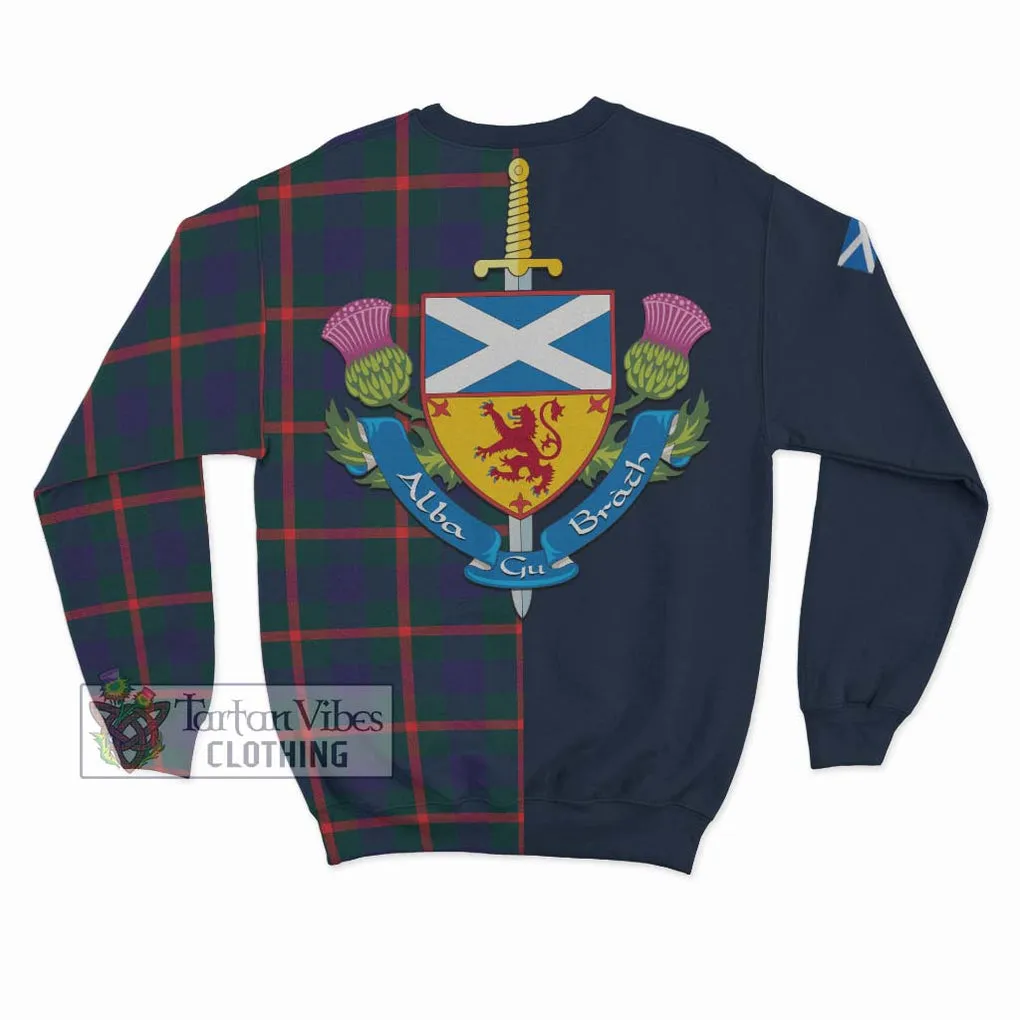 Agnew Tartan Sweatshirt Alba with Scottish Lion Royal Arm Half Style