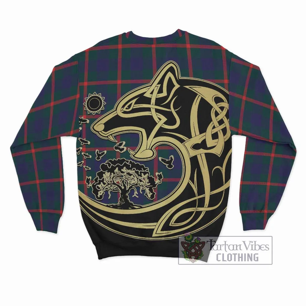 Agnew Tartan Sweatshirt with Family Crest Celtic Wolf Style