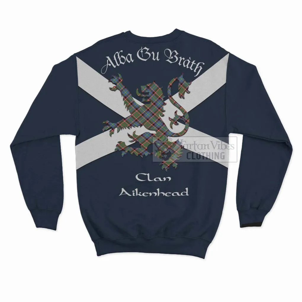 Aikenhead Tartan Lion Rampant Sweatshirt  Proudly Display Your Heritage with Alba Gu Brath and Clan Name