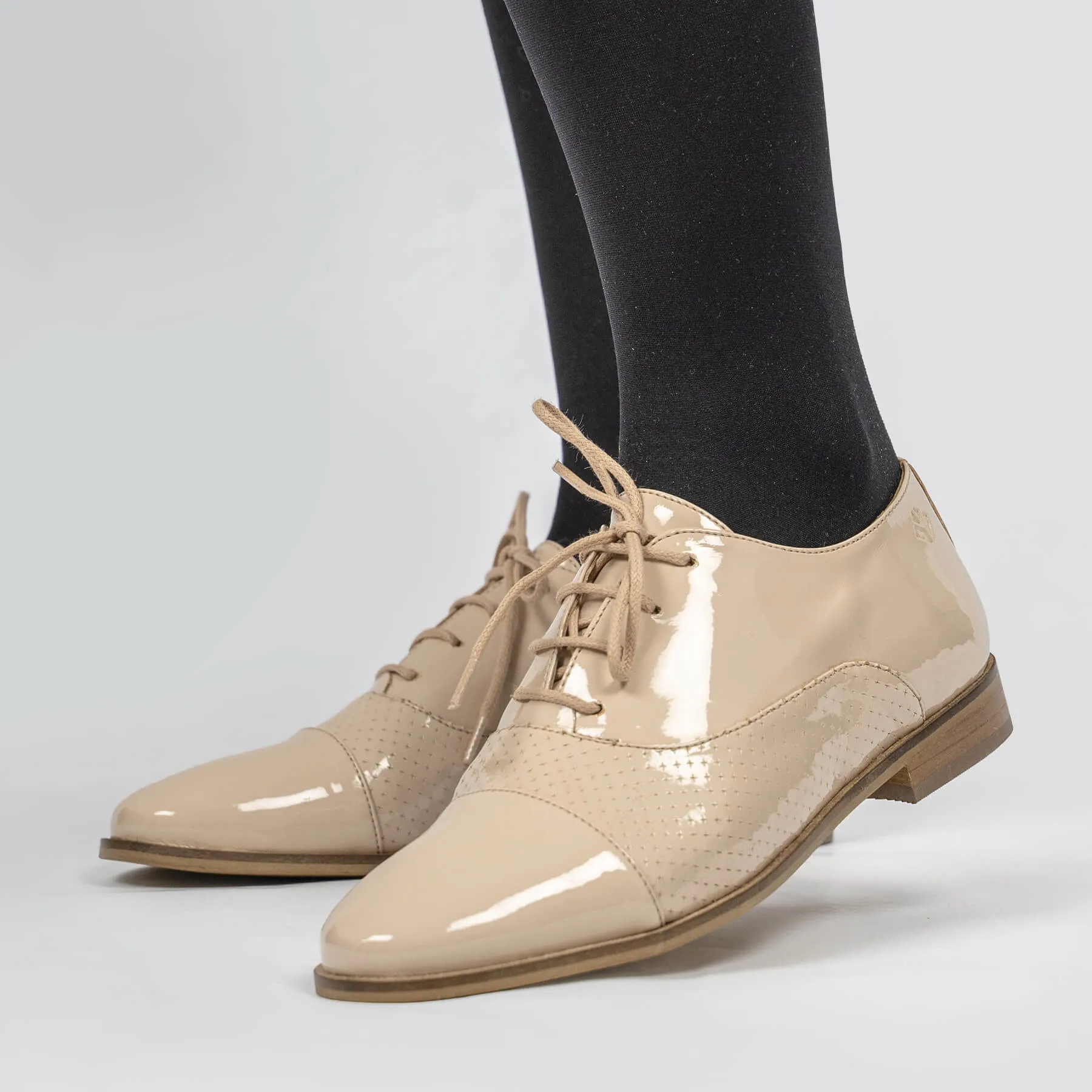 Aiko Women's Vegan Leather Oxfords | Beige