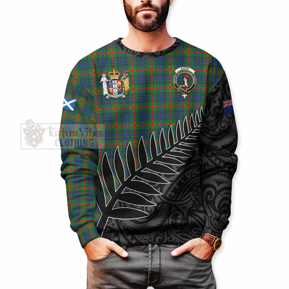 Aiton Crest Tartan Sweatshirt with New Zealand Silver Fern Half Style