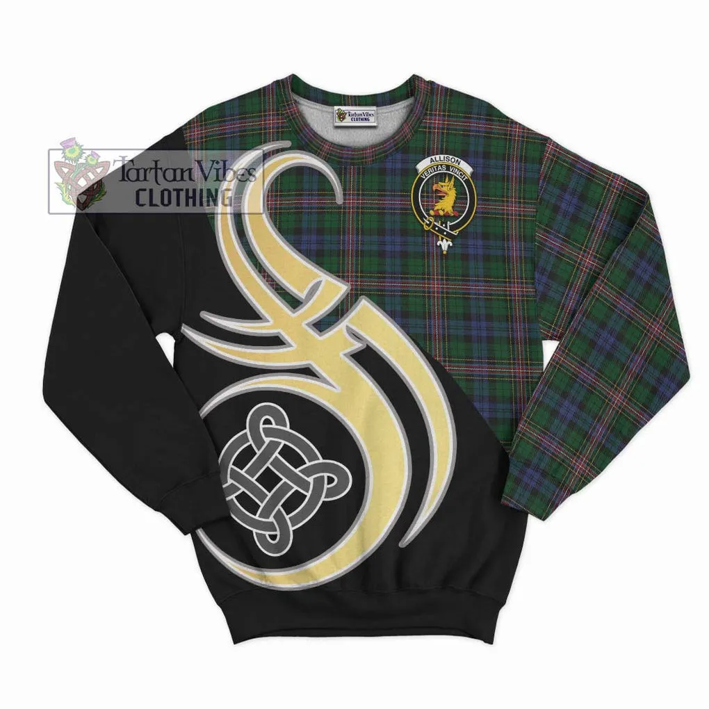 Allison Tartan Sweatshirt with Family Crest and Celtic Symbol Style