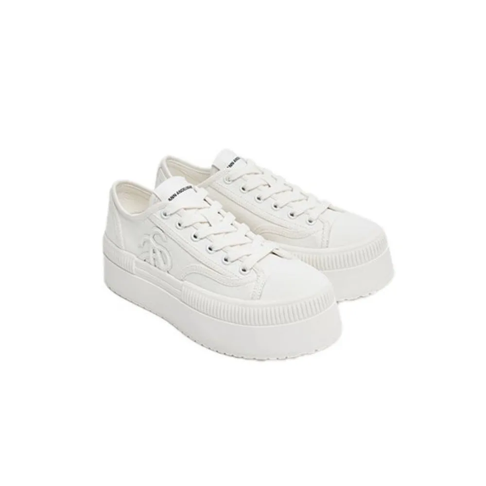 Ann Andelman Classic Court Platform Canvas Sneaker White