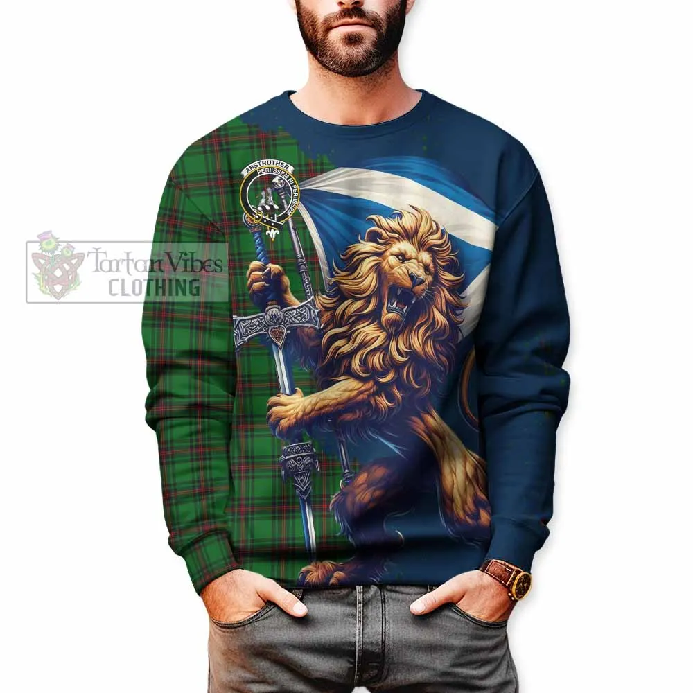 Anstruther Tartan Family Crest Sweatshirt with Scottish Majestic Lion