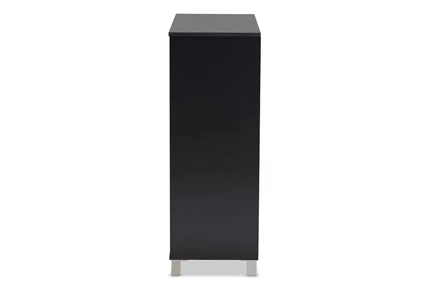 Arielle Dark Grey Finished 2-Door Wood Shoe Storage Cabinet w/Open Shelves