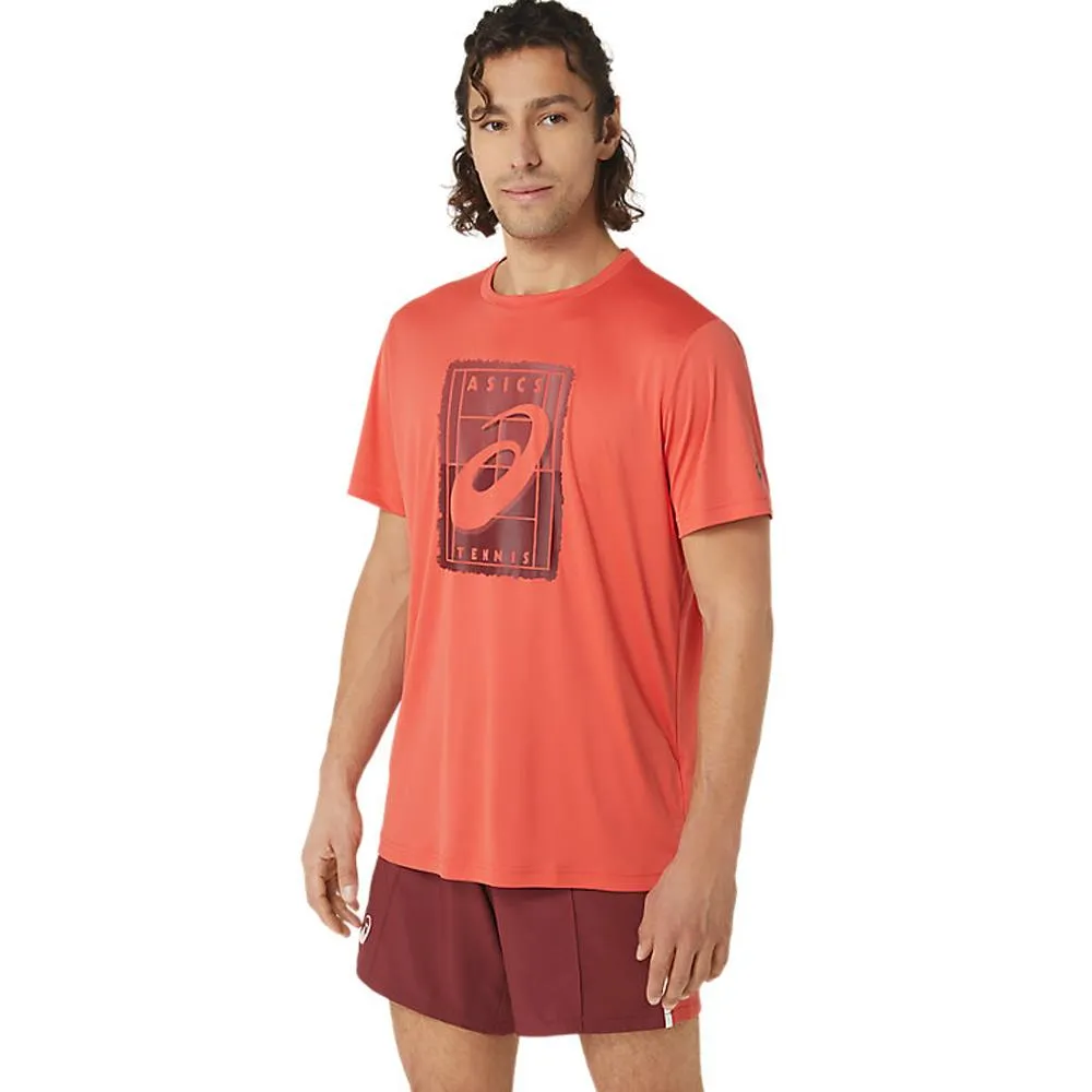 Asics Men's Court Graphic Tee - Red Snapper