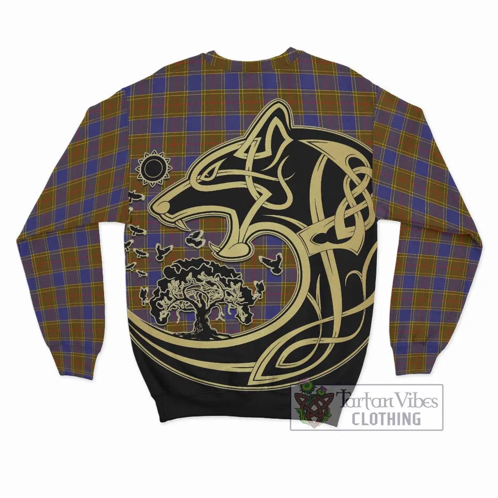 Balfour Tartan Sweatshirt with Family Crest Celtic Wolf Style