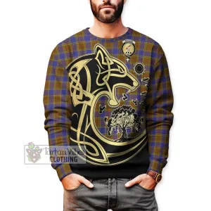 Balfour Tartan Sweatshirt with Family Crest Celtic Wolf Style