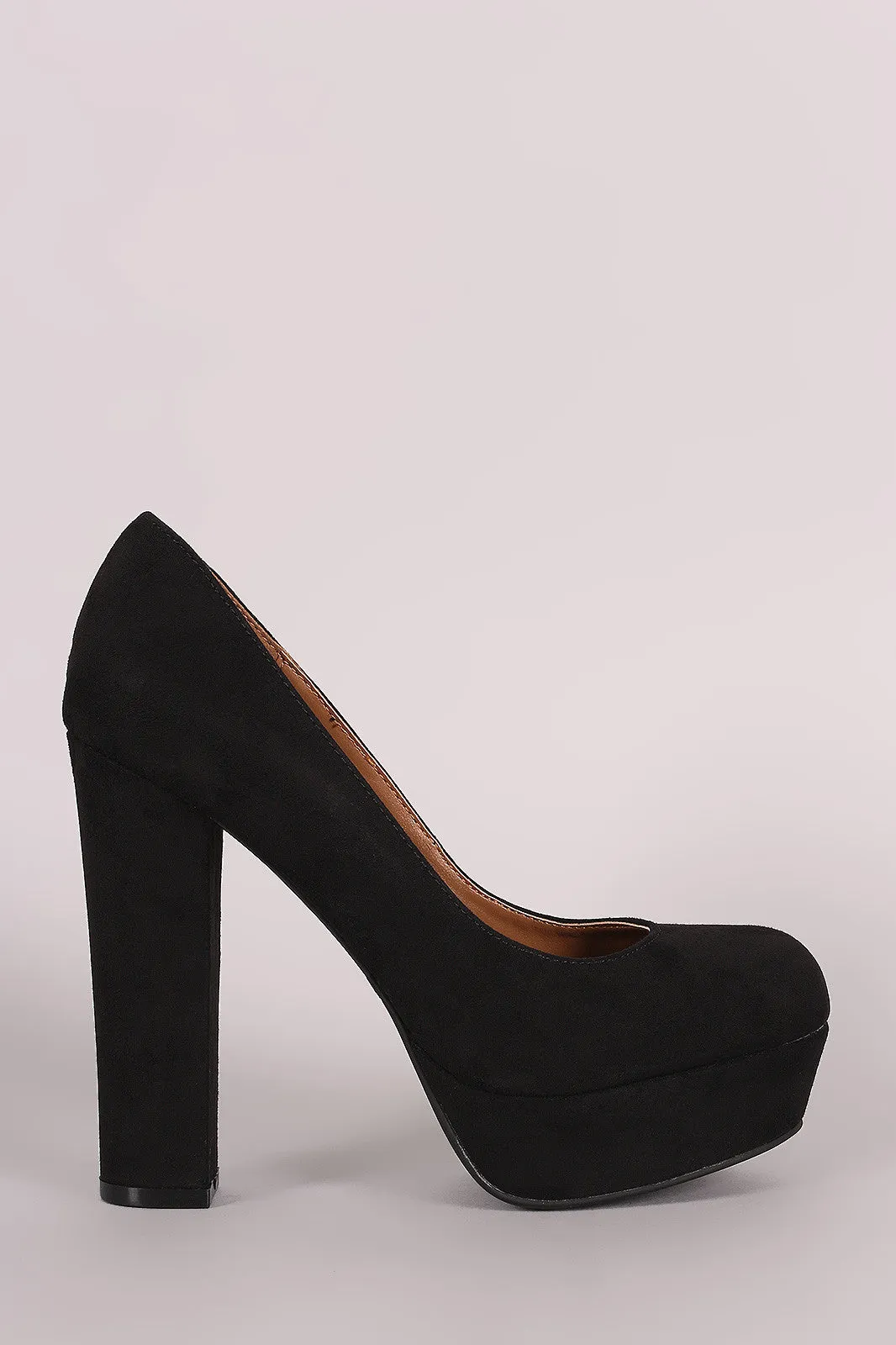 Bamboo Suede Chunky Heeled Platform Pump