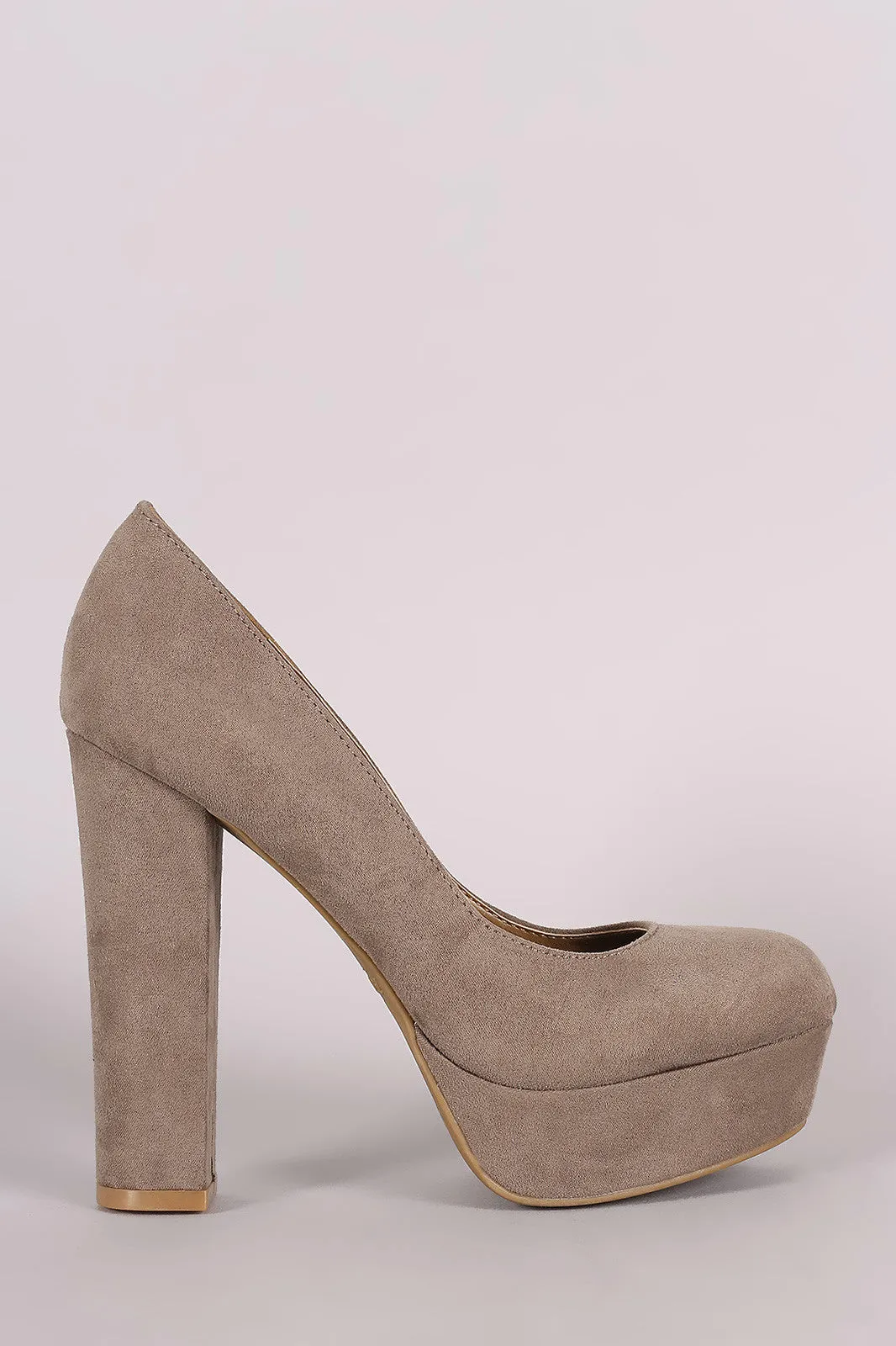 Bamboo Suede Chunky Heeled Platform Pump