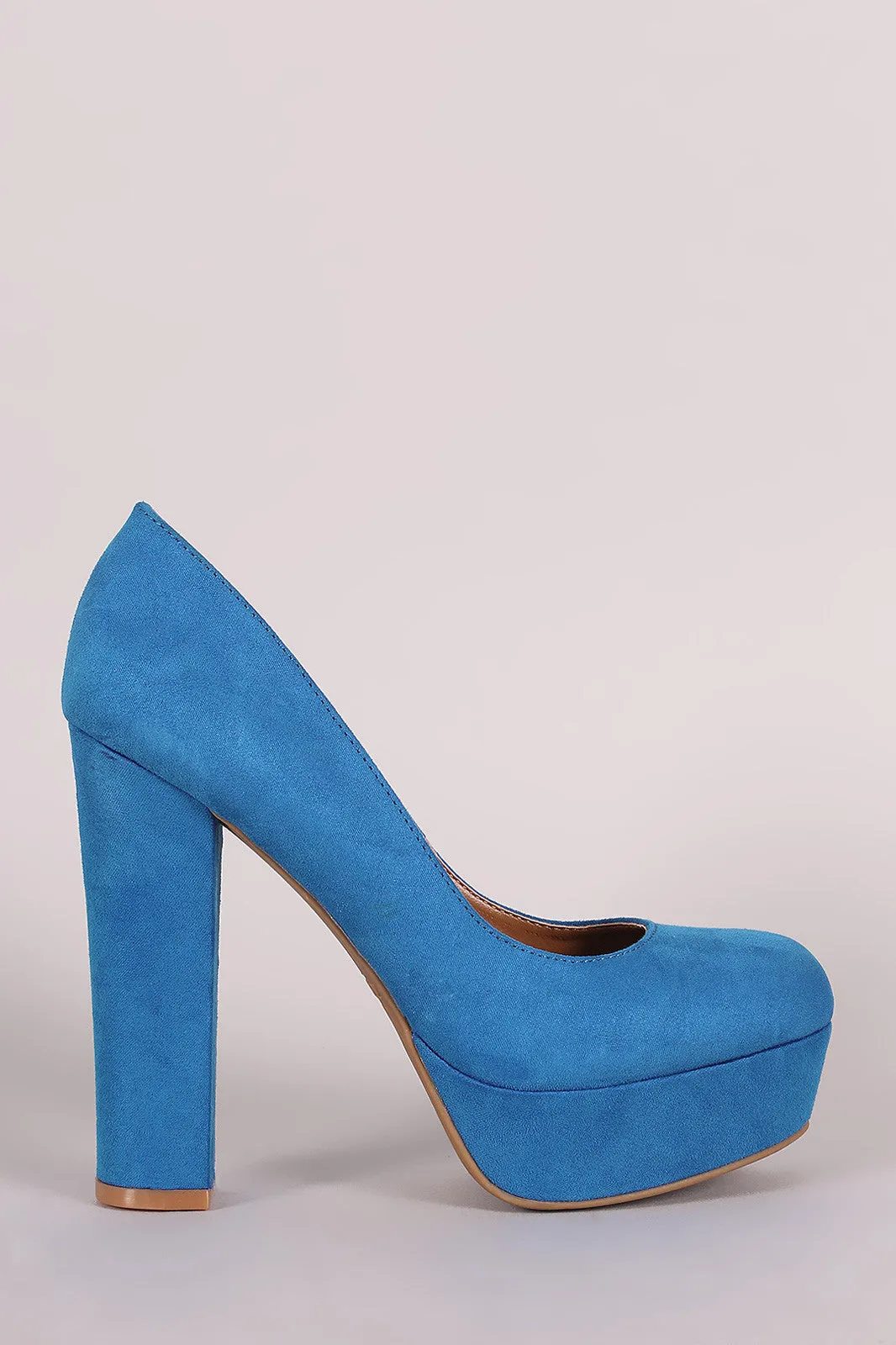 Bamboo Suede Chunky Heeled Platform Pump