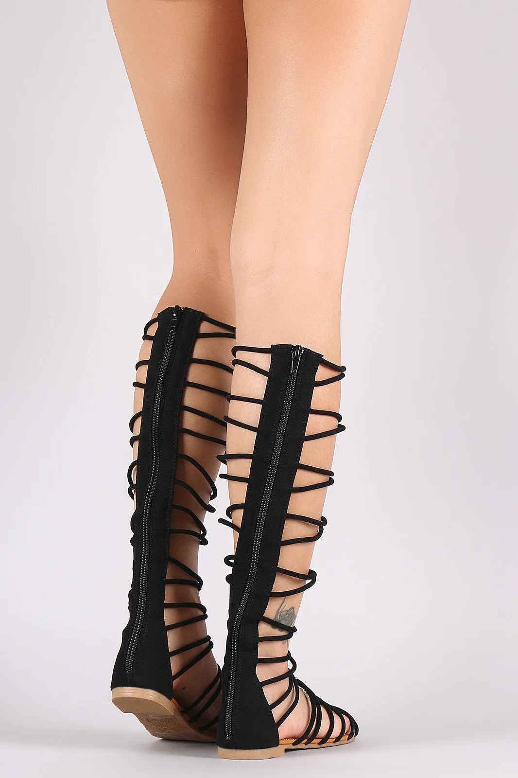 Bamboo Suede Strappy Gladiator Flat Sandal