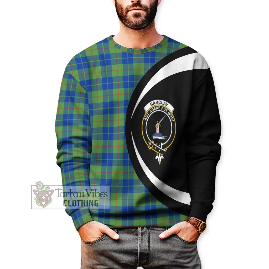 Barclay Hunting Ancient Tartan Sweatshirt with Family Crest Circle Style