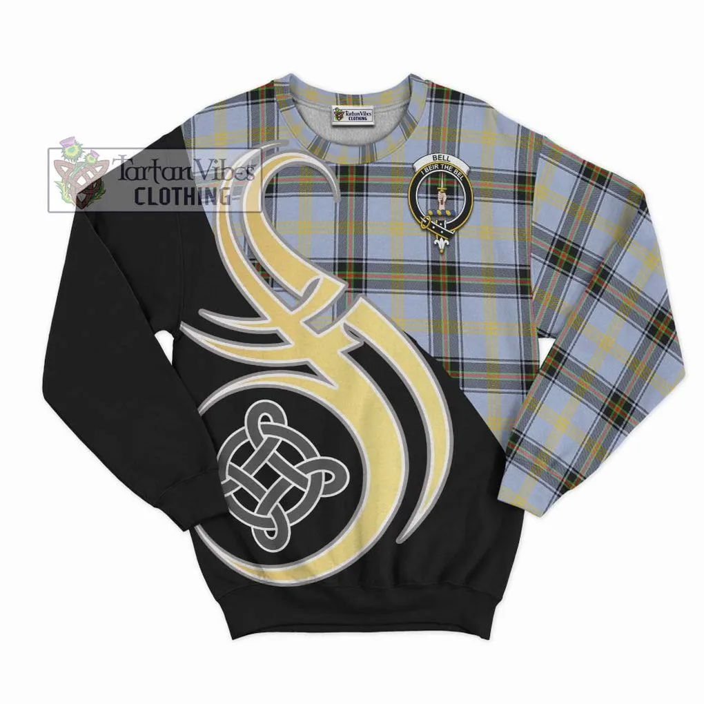 Bell Tartan Sweatshirt with Family Crest and Celtic Symbol Style