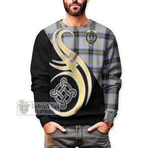 Bell Tartan Sweatshirt with Family Crest and Celtic Symbol Style