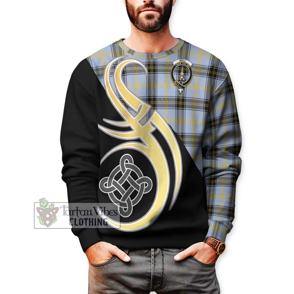 Bell Tartan Sweatshirt with Family Crest and Celtic Symbol Style