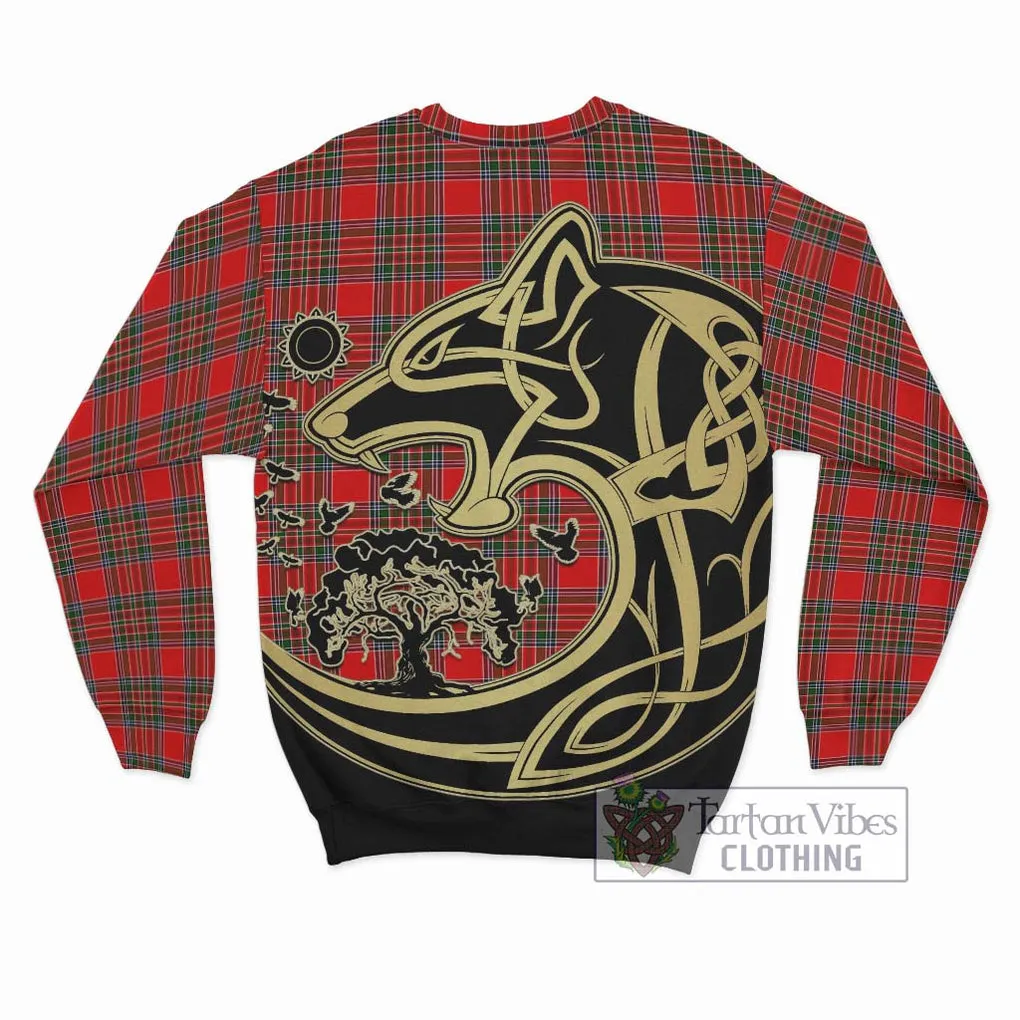 Binning Tartan Sweatshirt with Family Crest Celtic Wolf Style