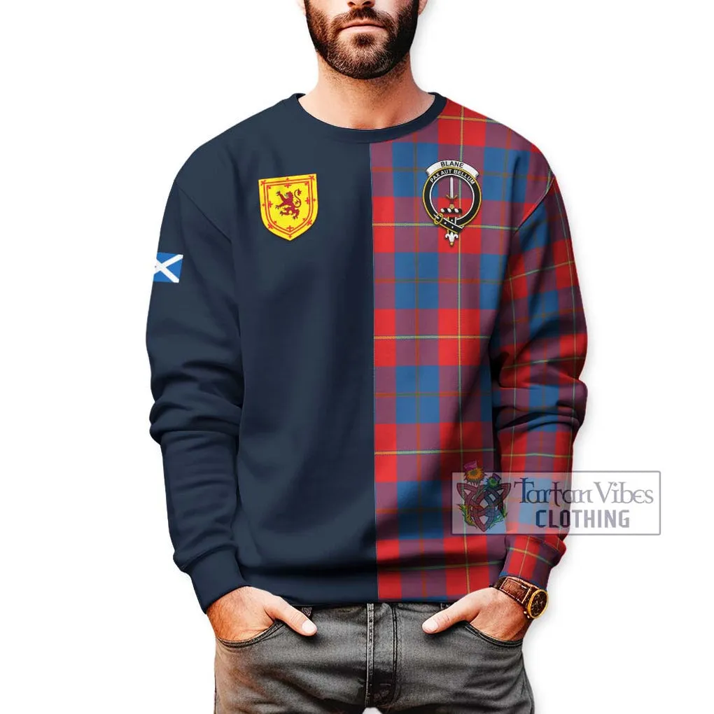 Blane Tartan Sweatshirt Alba with Scottish Lion Royal Arm Half Style