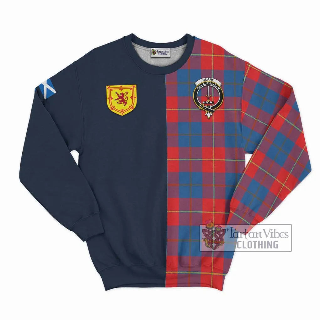 Blane Tartan Sweatshirt Alba with Scottish Lion Royal Arm Half Style