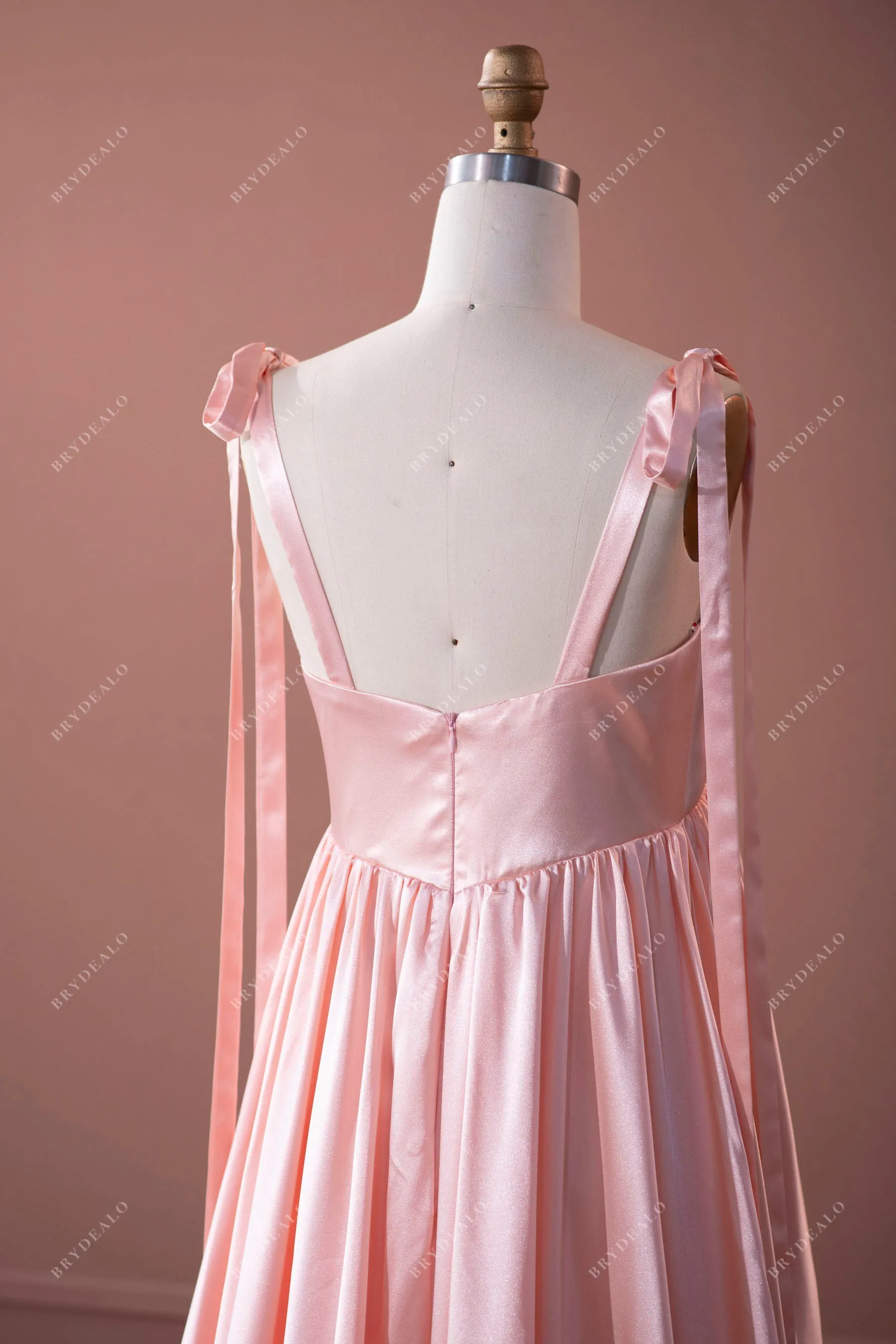 Blushing Pink Straps Long Charmeuse Formal Dress