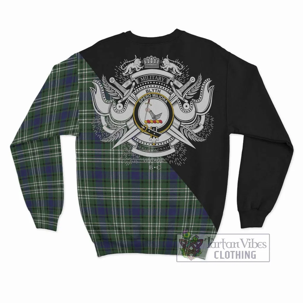 Blyth Tartan Sweatshirt with Family Crest and Military Logo Style