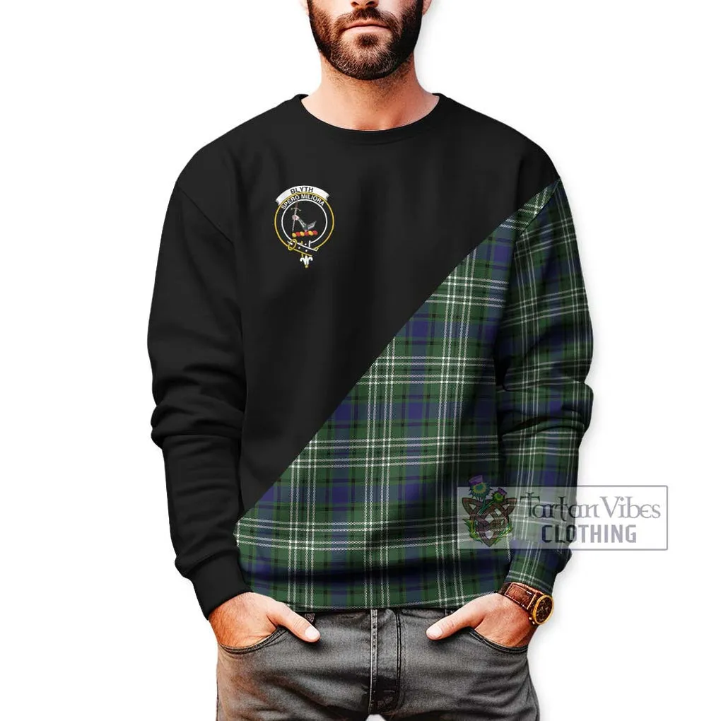 Blyth Tartan Sweatshirt with Family Crest and Military Logo Style