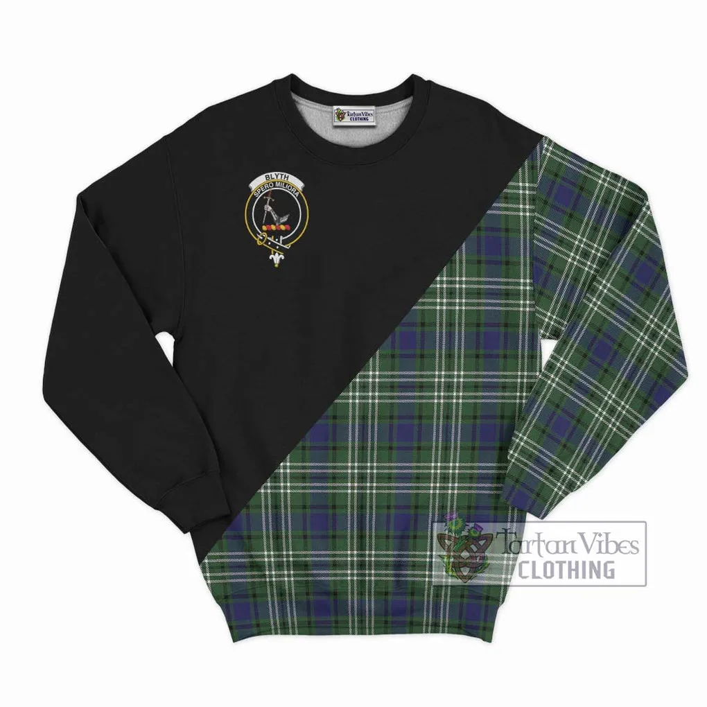 Blyth Tartan Sweatshirt with Family Crest and Military Logo Style