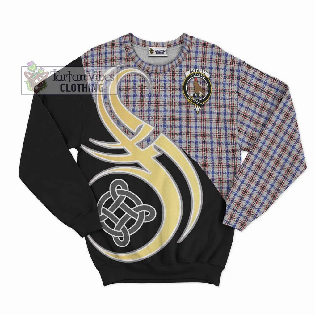 Boswell Tartan Sweatshirt with Family Crest and Celtic Symbol Style