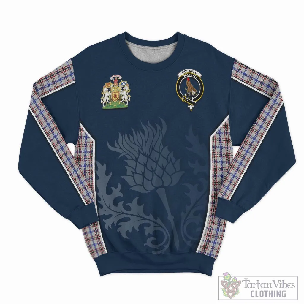 Boswell Tartan Sweatshirt with Family Crest and Scottish Thistle Vibes Sport Style