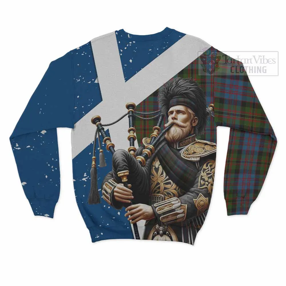 Bowie Tartan Sweatshirt with Family Crest Scottish Bagpiper Vibes