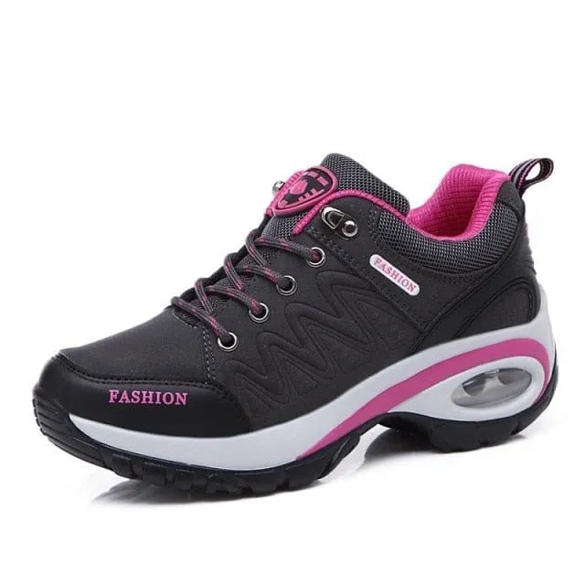 Breathable Air Cushion Lace Up Platform Athletic Walking Sneakers