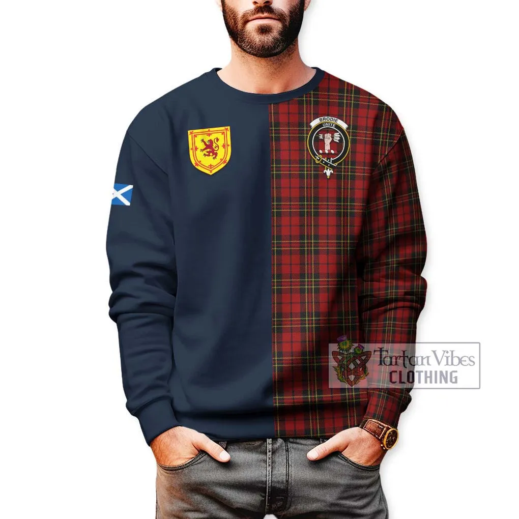 Brodie Tartan Sweatshirt Alba with Scottish Lion Royal Arm Half Style