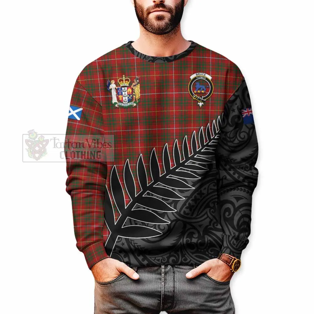 Bruce Crest Tartan Sweatshirt with New Zealand Silver Fern Half Style