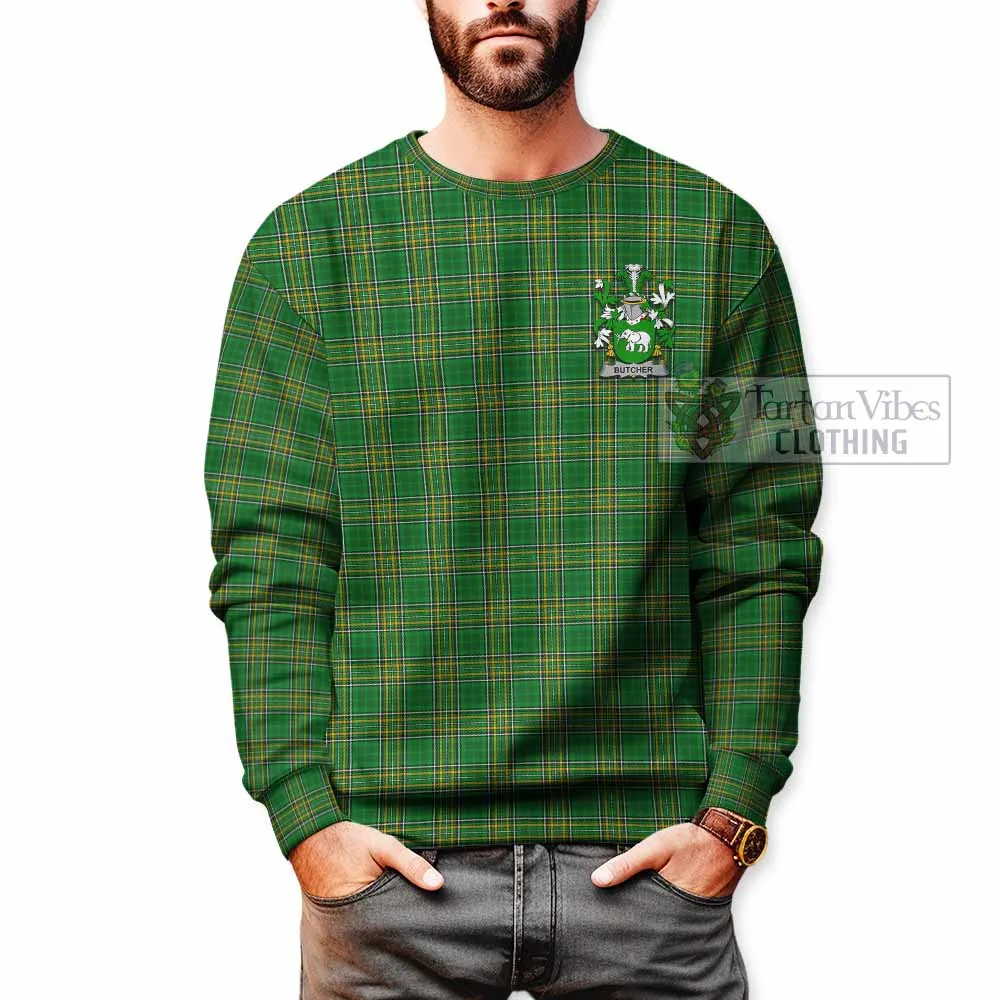 Butcher Irish Clan Tartan Sweatshirt with Coat of Arms