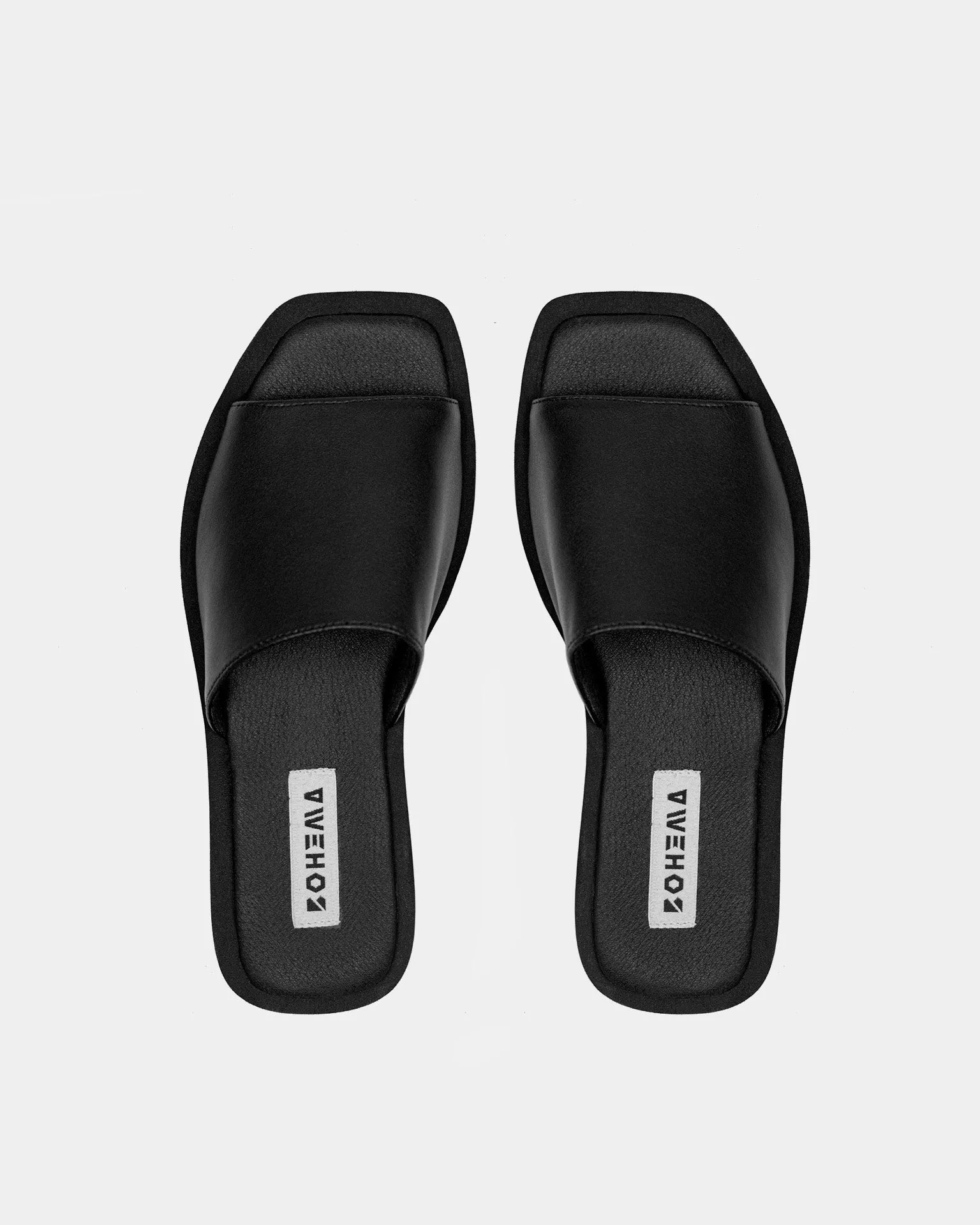 Cactus Leather Flat Slides Nopal Desserto® Black