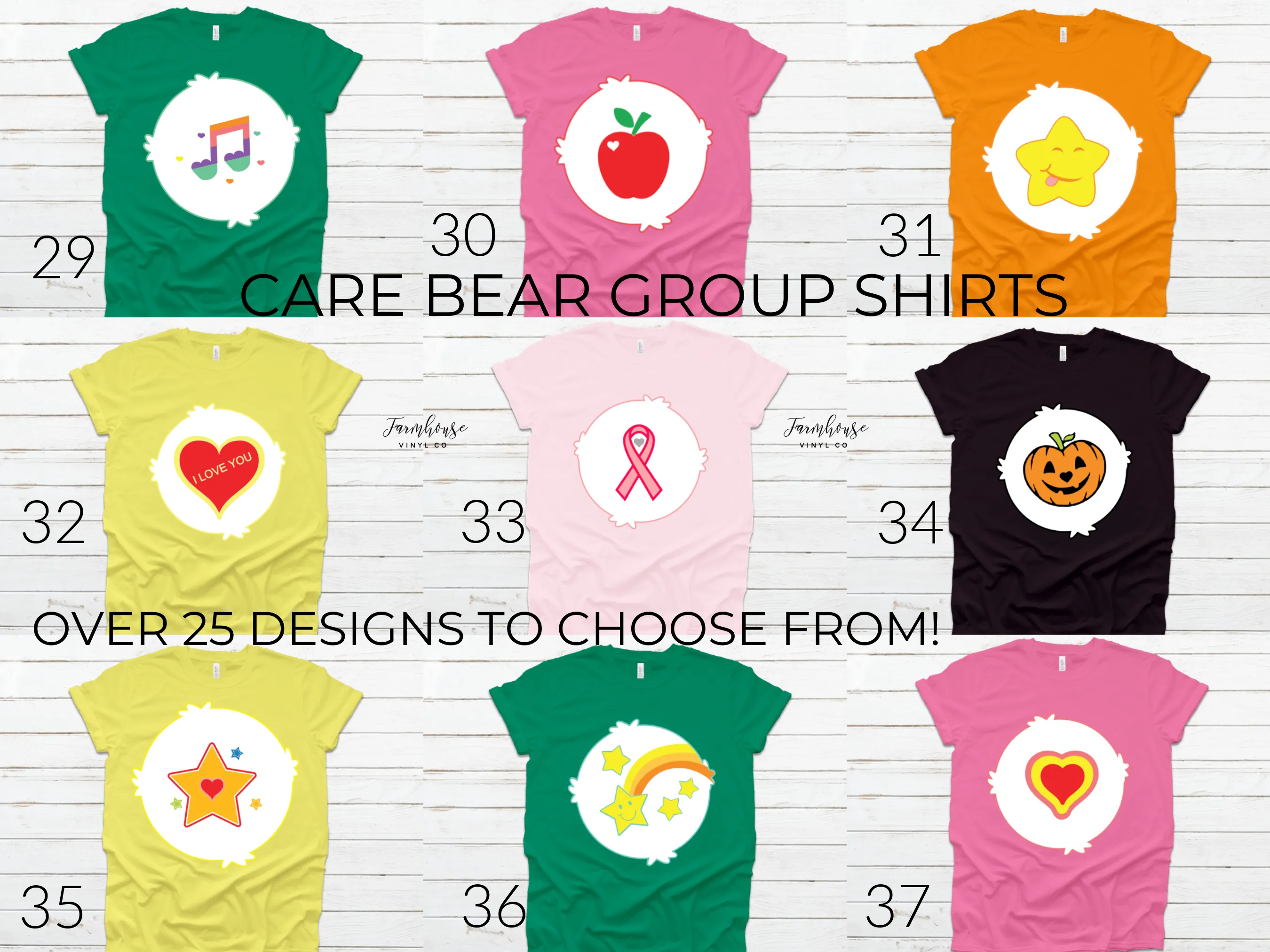 Care Bear Group Costume Matching Shirts