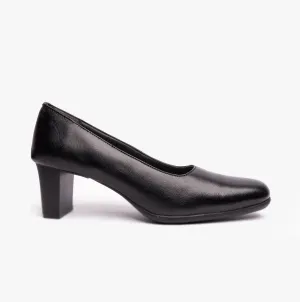 CELIAS Womens Leather Court Shoes Black