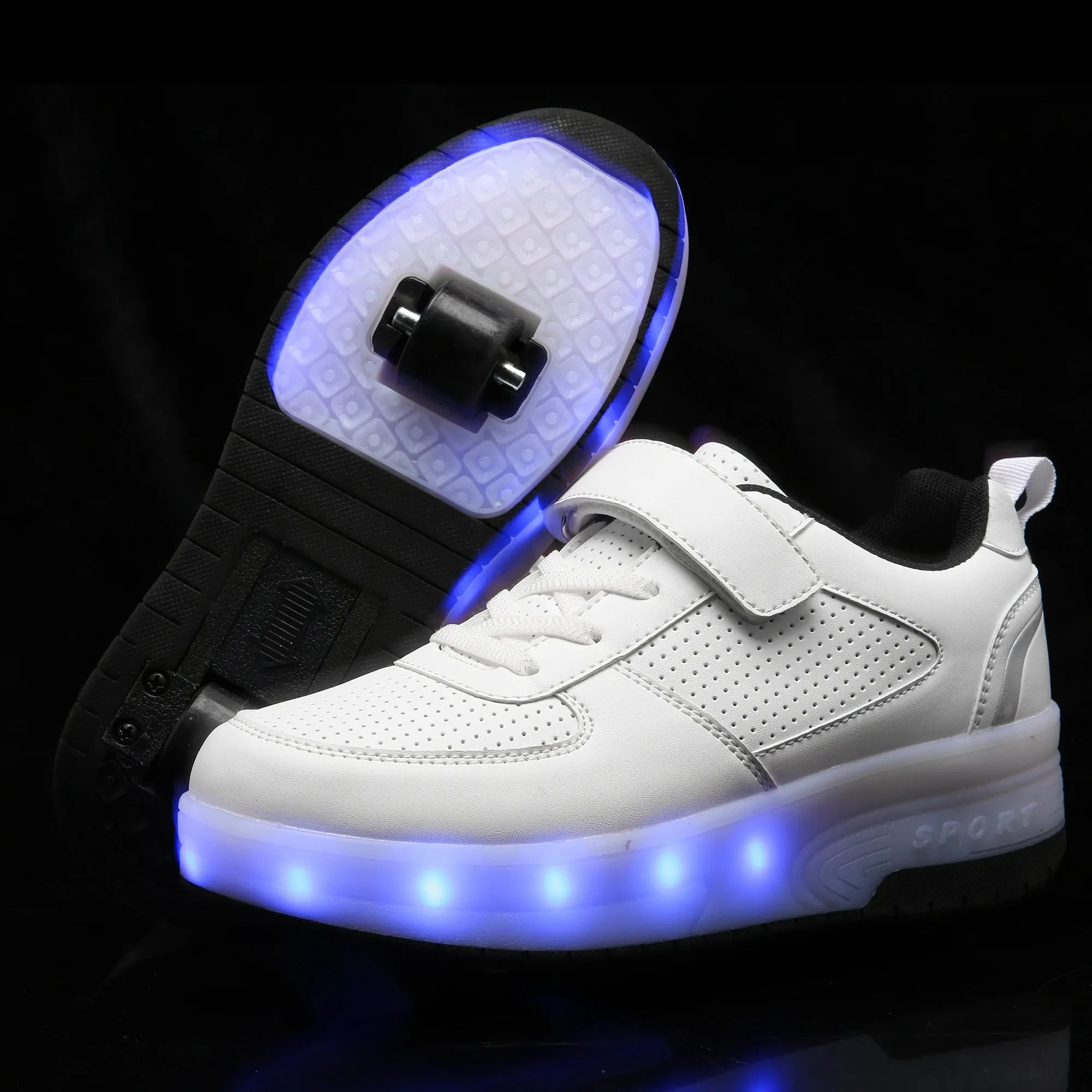 Children’s Two Wheels Glowing Sneakers Led Light Roller Skate USB Charging