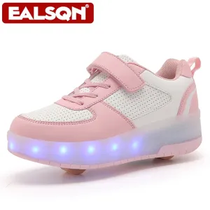 Children’s Two Wheels Glowing Sneakers Led Light Roller Skate USB Charging