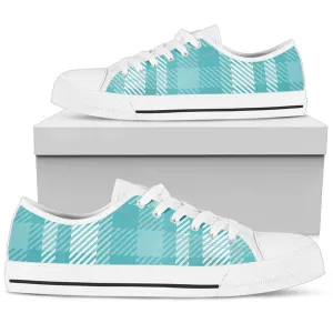 Custom Sneakers-Turquoise Plaid 122