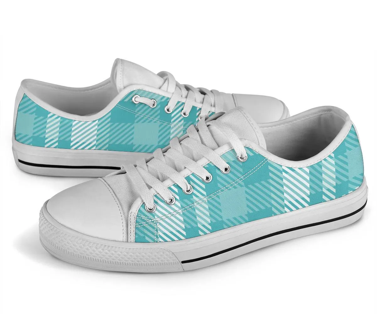 Custom Sneakers-Turquoise Plaid 122