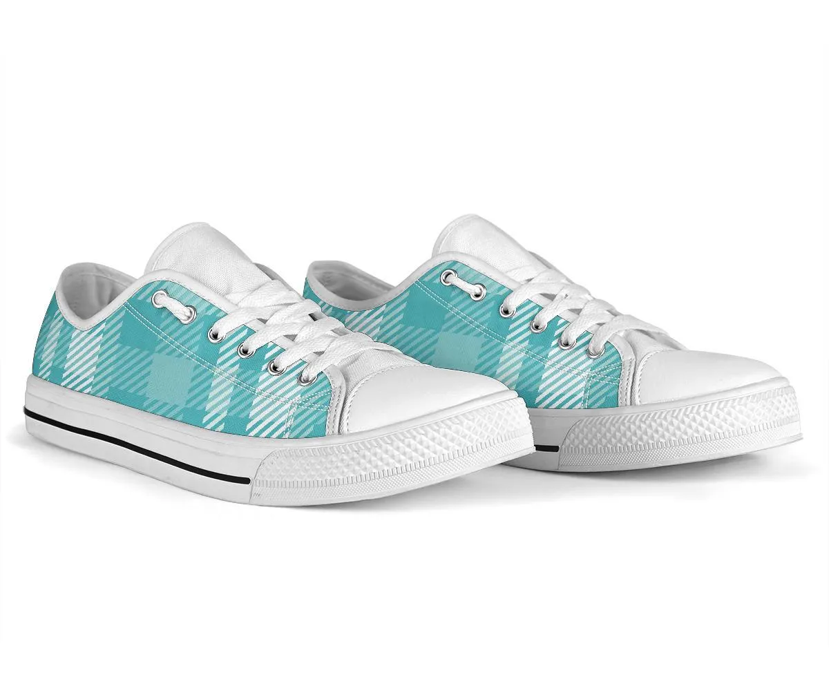 Custom Sneakers-Turquoise Plaid 122