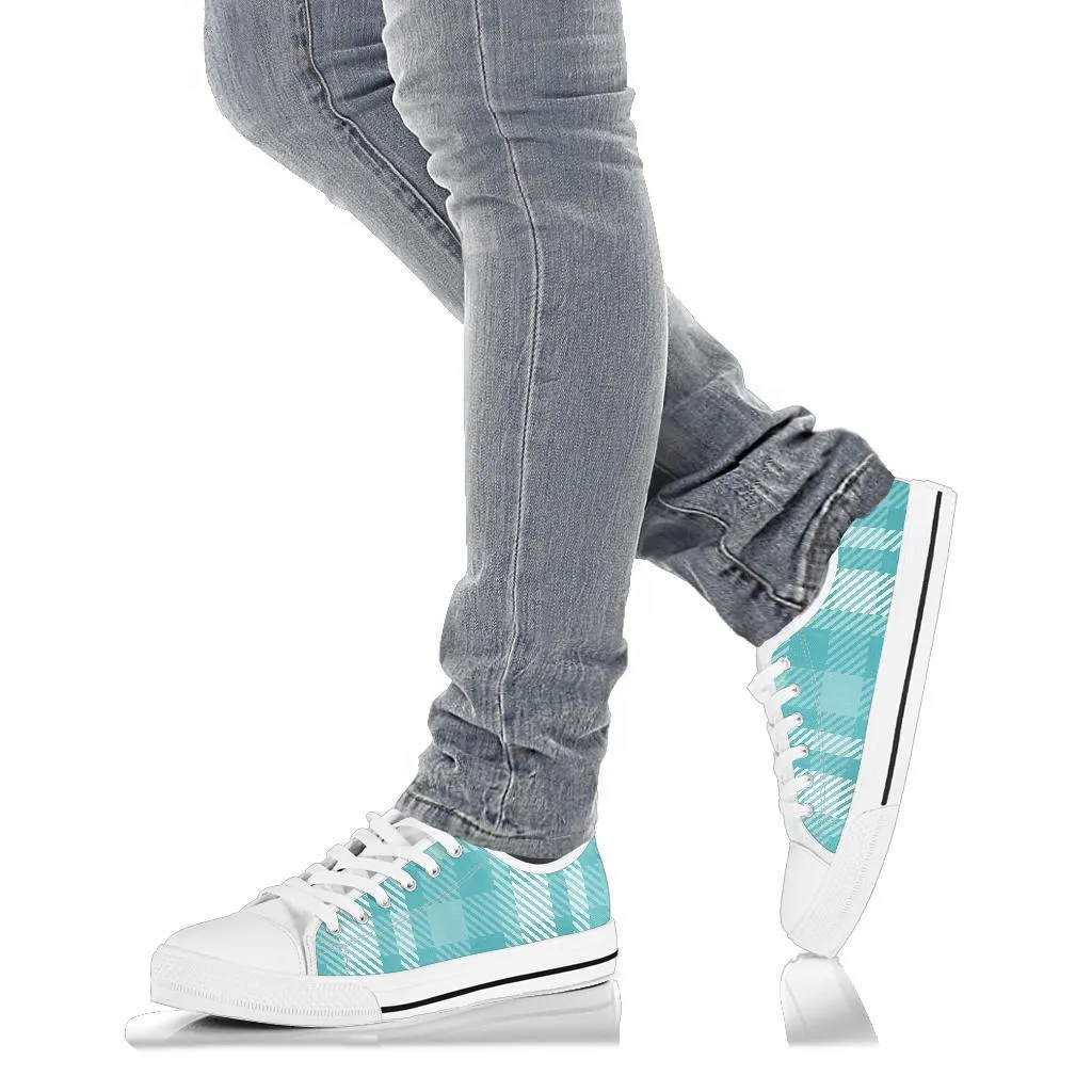 Custom Sneakers-Turquoise Plaid 122